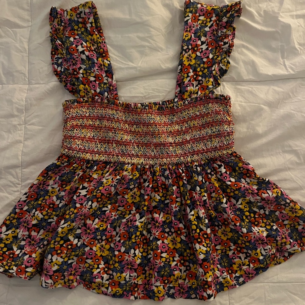 Urban Outfitters Multi-colored Floral Smocked Top